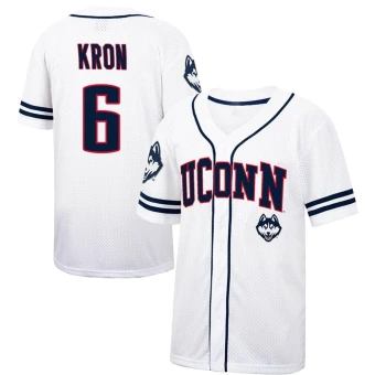 Men's UConn Huskies Drew Kron Colosseum Free Spirited Baseball Jersey - Replica White/Navy