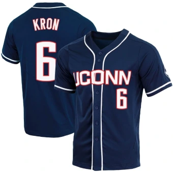Men's UConn Huskies Drew Kron Full-Button Baseball Jersey - Replica Navy