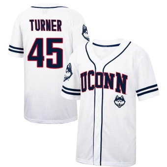 Men's UConn Huskies Tommy Turner Colosseum Free Spirited Baseball Jersey - Replica White/Navy