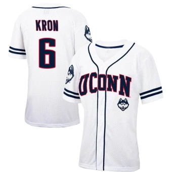Women's UConn Huskies Drew Kron Colosseum Free Spirited Baseball Jersey - Replica White/Navy