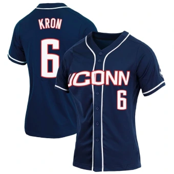 Women's UConn Huskies Drew Kron Full-Button Baseball Jersey - Replica Navy