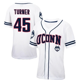 Women's UConn Huskies Tommy Turner Colosseum Free Spirited Baseball Jersey - Replica White/Navy